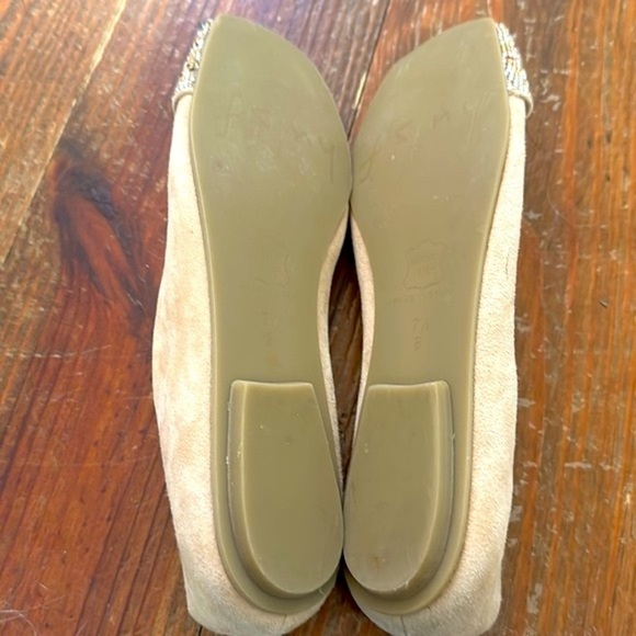 French Sole FS/NY Beige Suede Square Toe Ballet Flat Shoes w/Crystals Size 7.5 - Picture 8 of 9